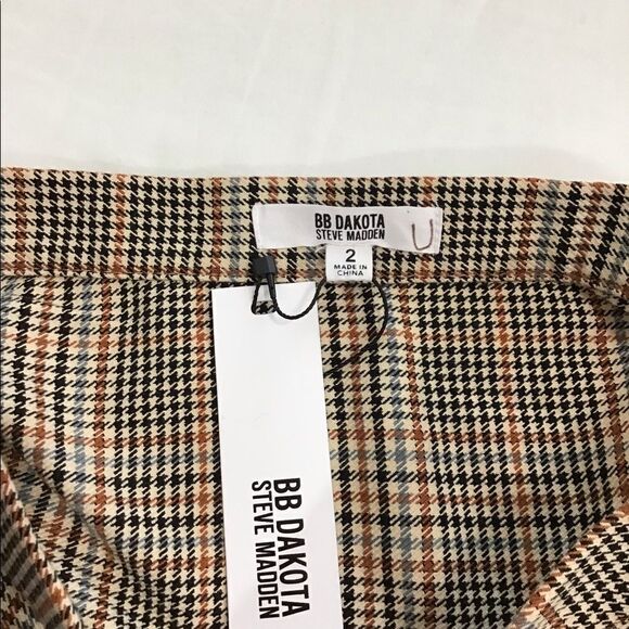 BB Dakota by Steve Madden Brown  Check The Time Mini Skirt New Size 2 - Picture 10 of 10